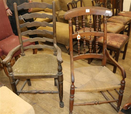 A rocking chair and an elbow chair